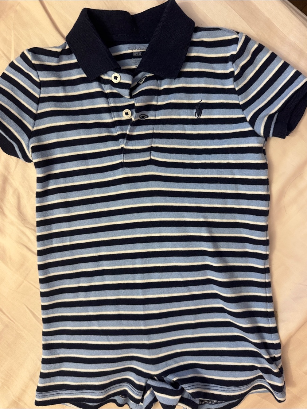 Ralph Lauren Polo one piece - size 18 months- worn once- blue and white striped